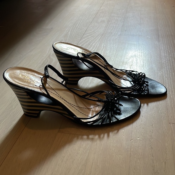 Fun beaded party sandals, 3” wedge heel with cutout - Picture 3 of 5